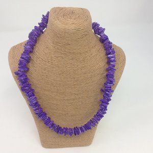 Purple 18" Puka Shell Necklace Choker - Hand Made